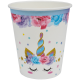 Set 10 pahare pentru petrecere, din carton, model floral, 8.8 CM